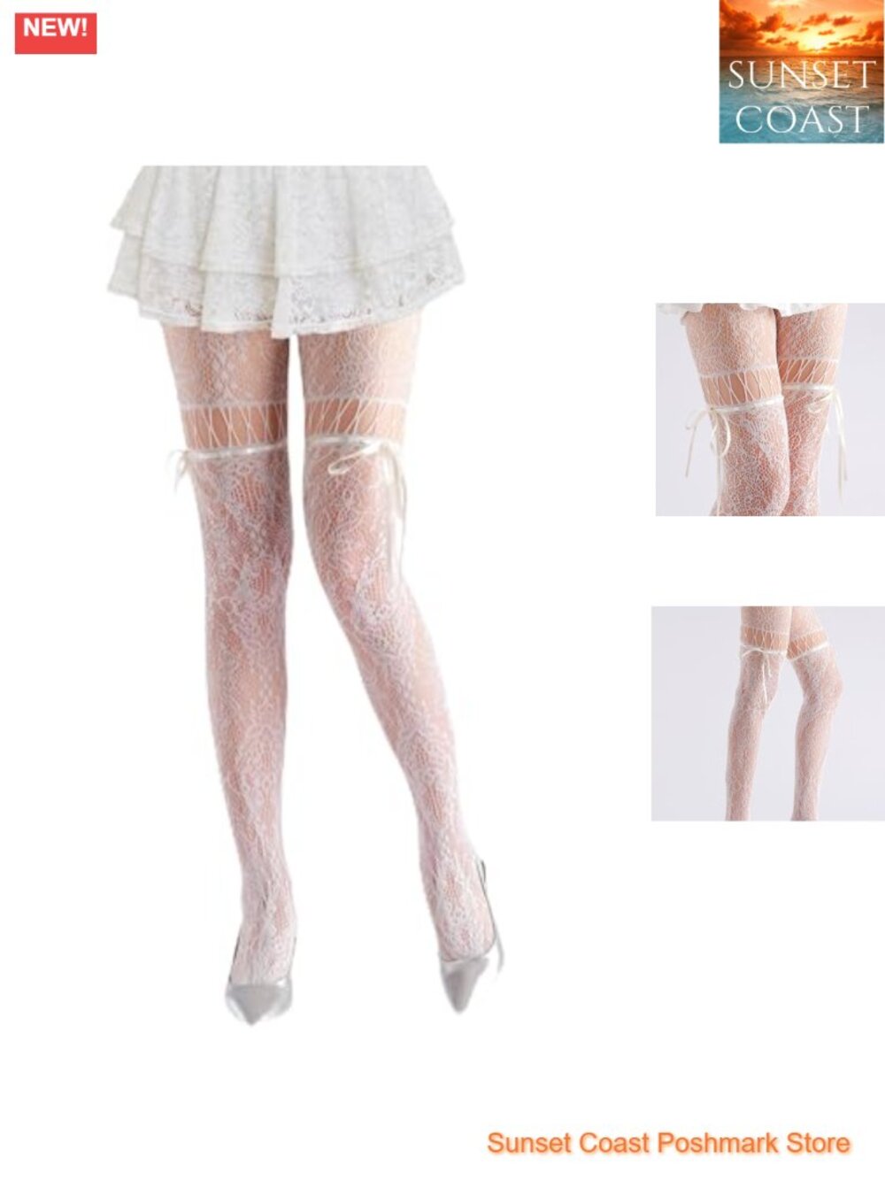 Women's Sweet Lace Bow Tights Floral Lace Gothic Pantyhose